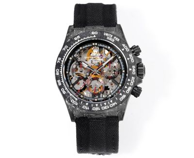 TW Factory Rolex Daytona 40mm Carbon Fiber Case Fabric Band Black Face 4802 Movement Watch